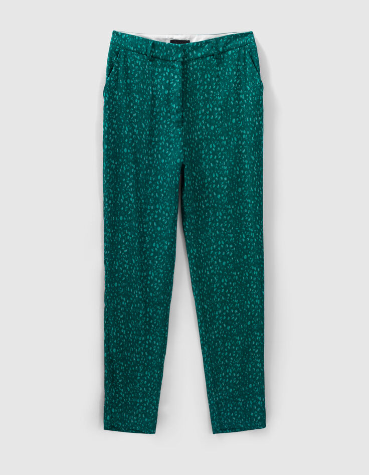 Pantalon de costume &eacute;meraude recycl&eacute; imprim&eacute; paon Femme-6
