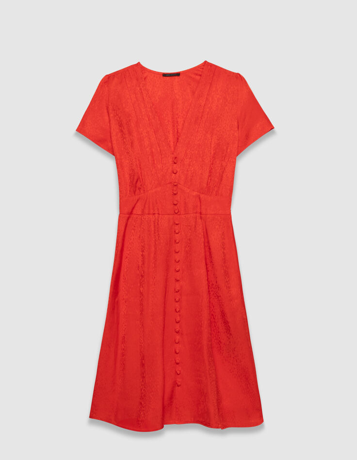 Vestido rojo satinado jacquard animal print mujer-5 Vestido rojo satinado jacquard animal print mujer-5