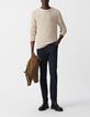 Men&rsquo;s flax knit sweater with rolled edges-1