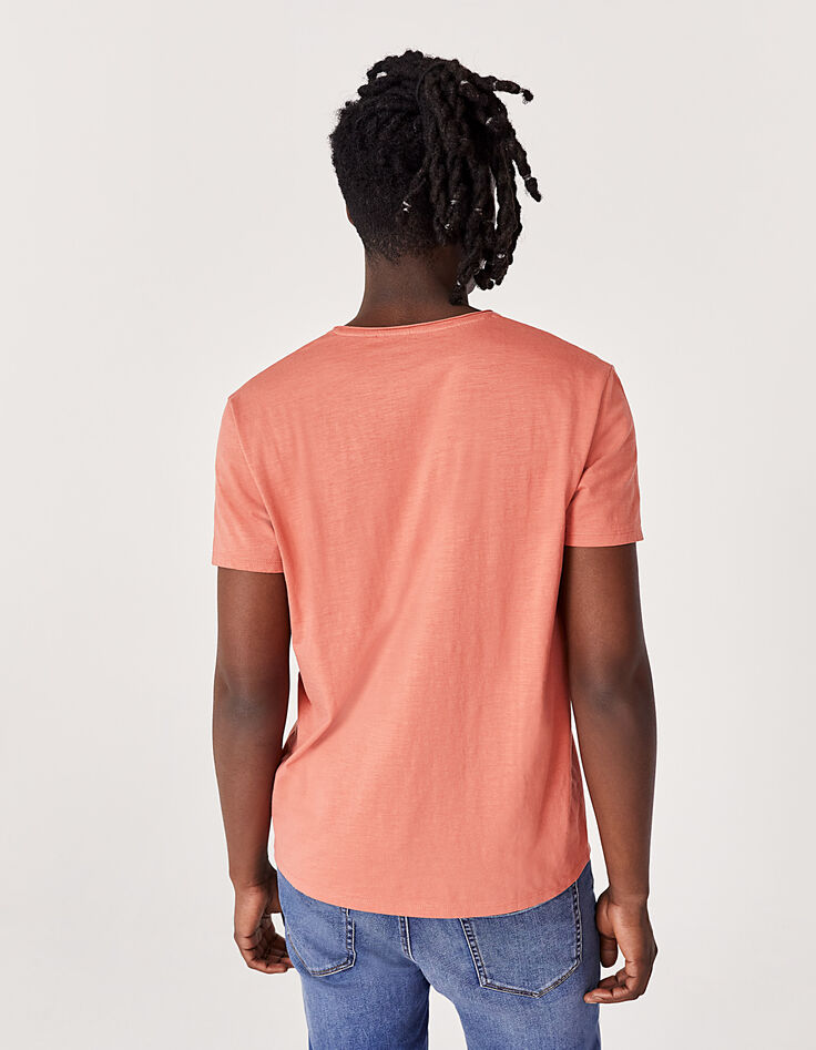 Tee-shirt L'Essentiel corail à col V Homme-3
