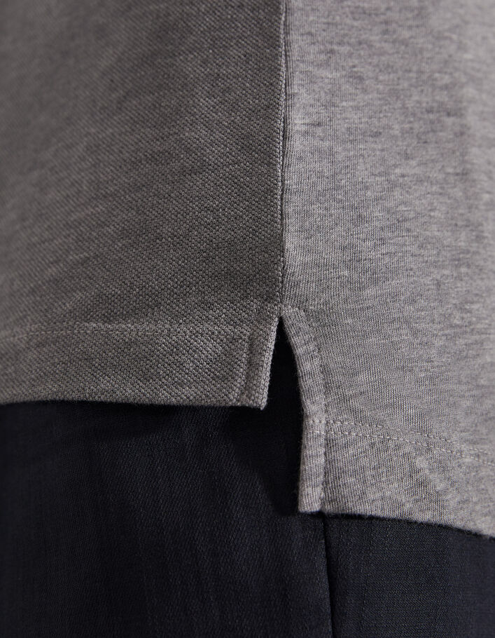 Polo gris métal bi-matière avec dos jersey Homme - IKKS