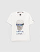 Wit T-shirt bio met doodshoofd 3D-effect jongens-1