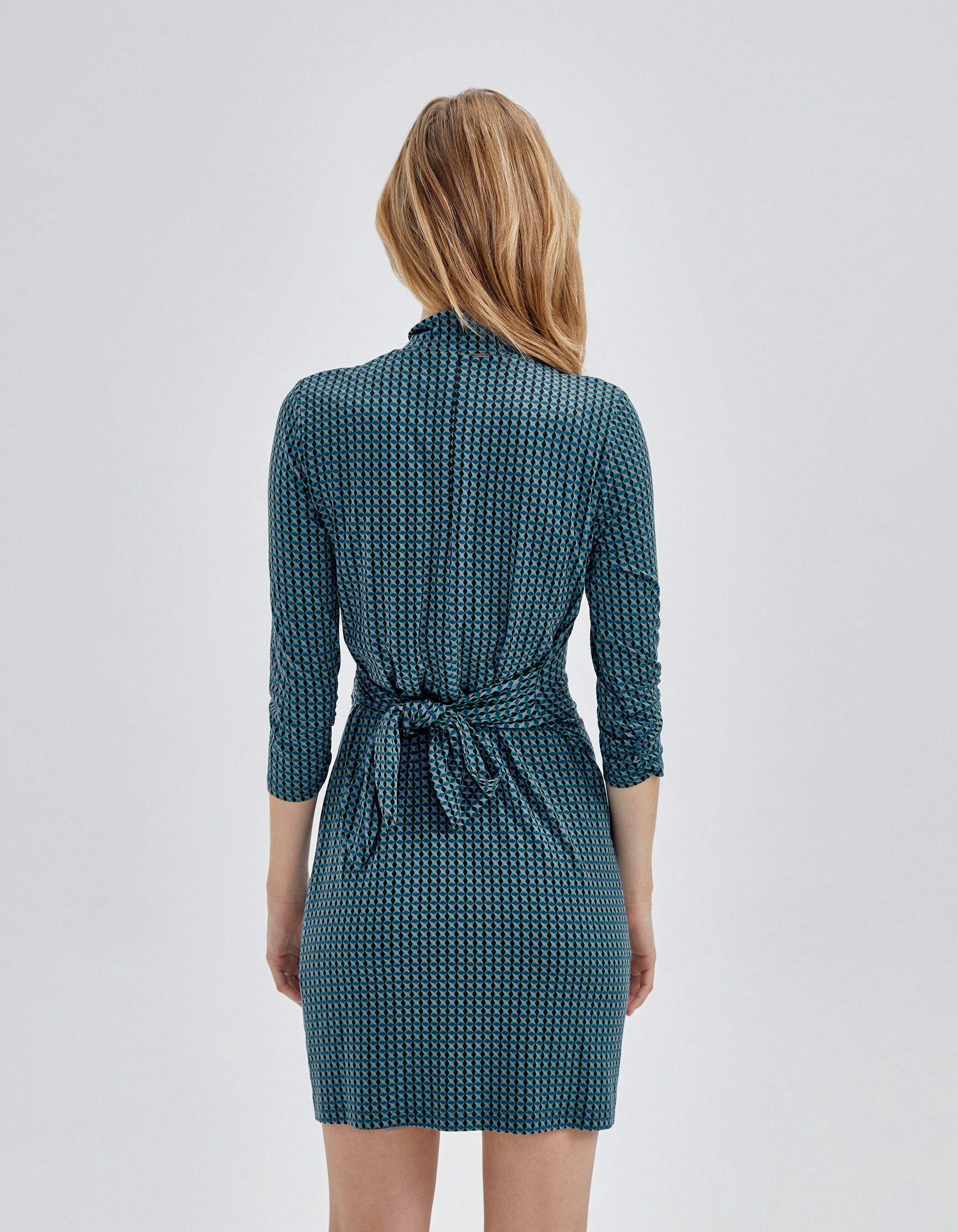 Robe bleue imprim optique Femme