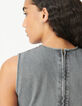 Vestido vaquero gris sin mangas con aberturas Mujer-5