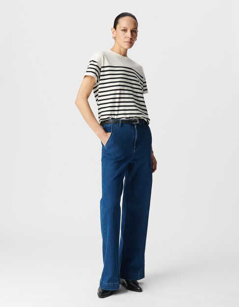 Tee-shirt marinière en coton col rond broderie pour femme - IKKS