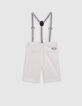 Boys' ecru Bermuda shorts with removable straps-3