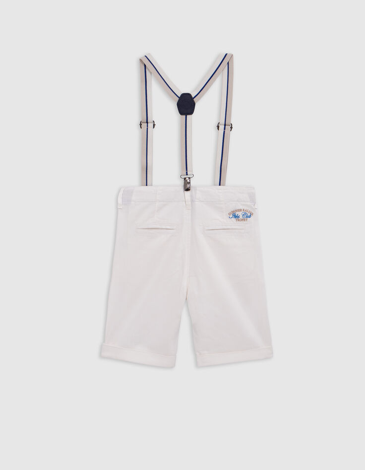 Boys' ecru Bermuda shorts with removable straps-3