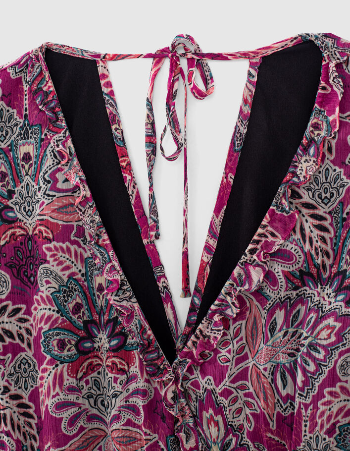 Robe longue en voile fushia imprimé bandana floral femme - IKKS