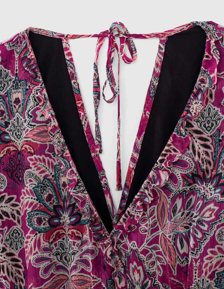 Women’s fuchsia floral bandana print long dress-2 Women’s fuchsia floral bandana print long dress-2