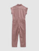 Langer rosa Mädchen-Overall mit Stickerei-6