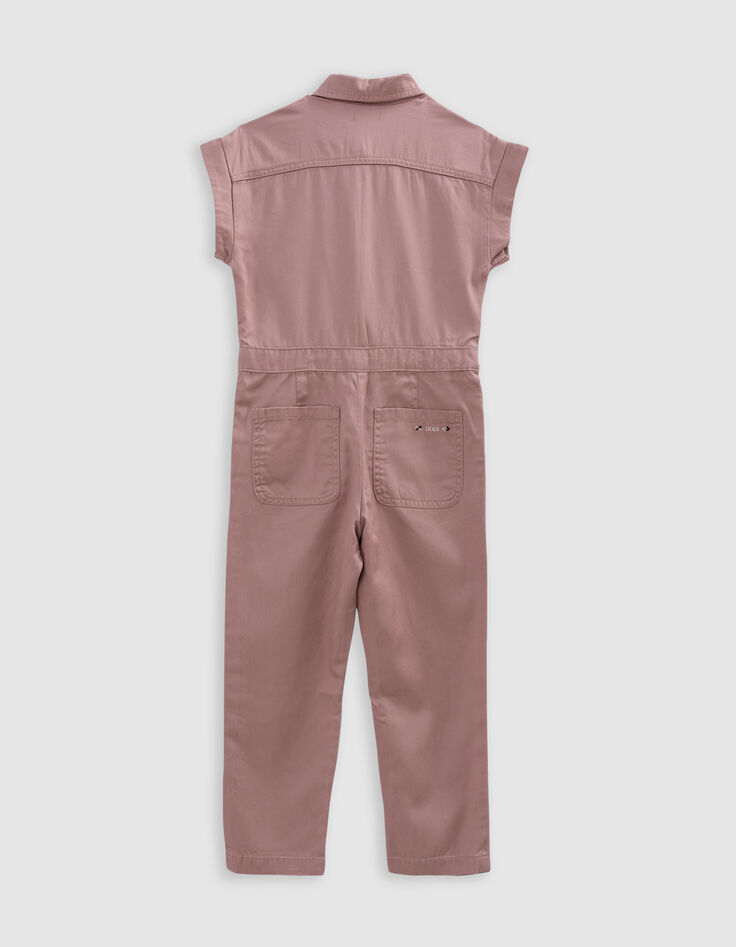 Langer rosa Mädchen-Overall mit Stickerei-6