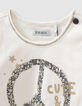 Baby girls’ ecru T-shirt and rosewood shorts outfit-4