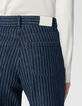 Gerade geschnittene weiße Cropped-Damenjeans Streifenmotiv-6