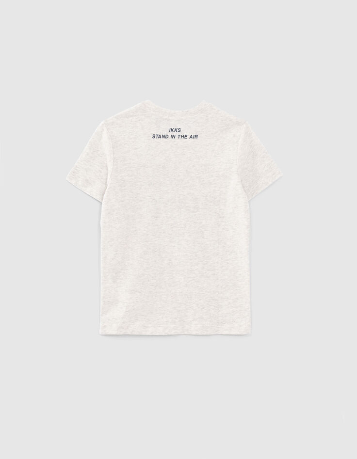 Camiseta beige algodón ecológico mensaje goma niño-2