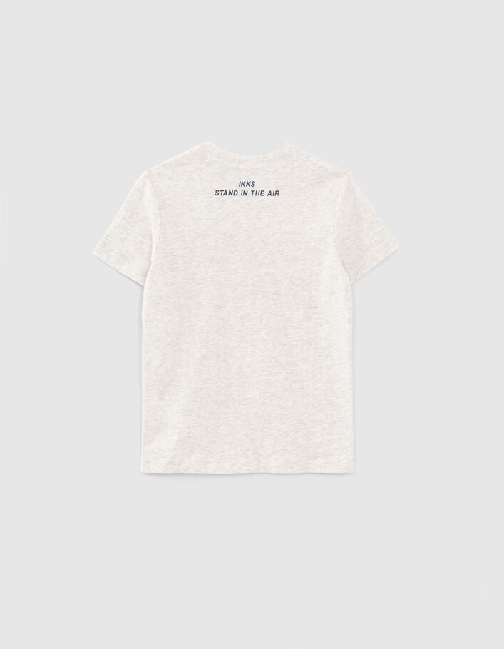 Boys’ beige organic cotton T-shirt with rubber slogan - IKKS