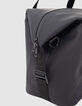 Men's weekend bag black nylon rubber effect-3