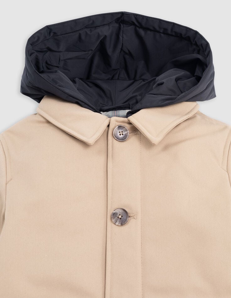 Trench beige avec parementure capuche garçon-5