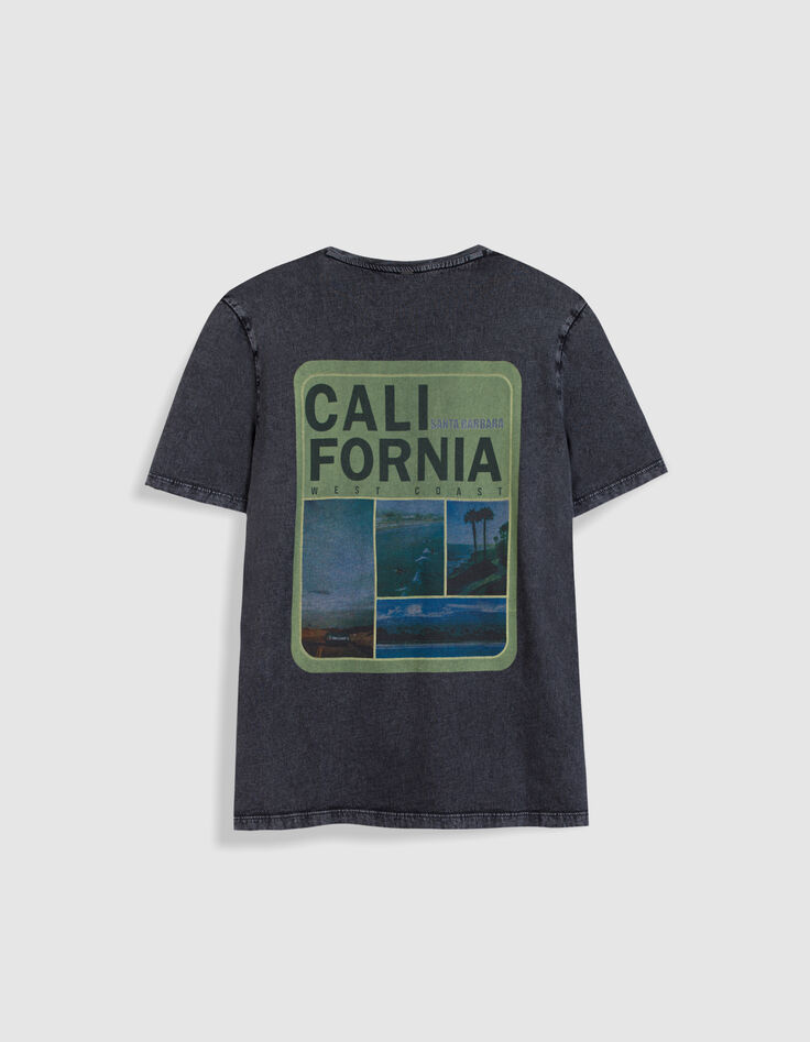 Tee-shirt col V gris maxi visuel dos Femme-7