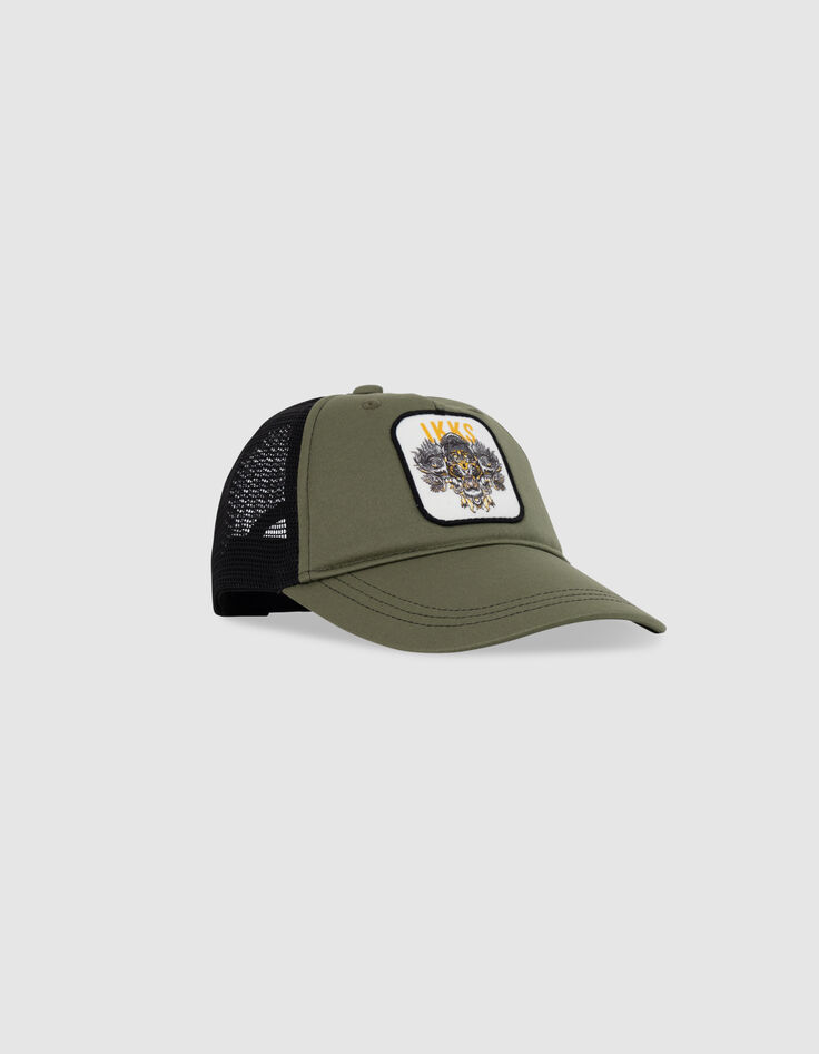 Casquette kaki et noire badge tigre garçon-2