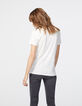 Camiseta blanco roto de algodón modal visual Karma Rock mujer-3