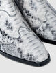 Chelsea boots santiags blanches cuir effet python Femme-5