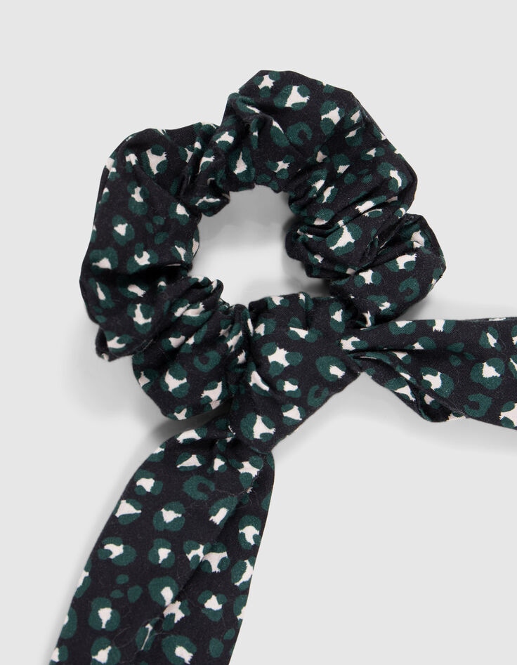 Girl's black leopard print chouchou-foulchie-2 Girl's black leopard print chouchou-foulchie-2