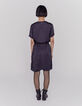 Robe noire col tunisien et perles ceinture amovible femme-4