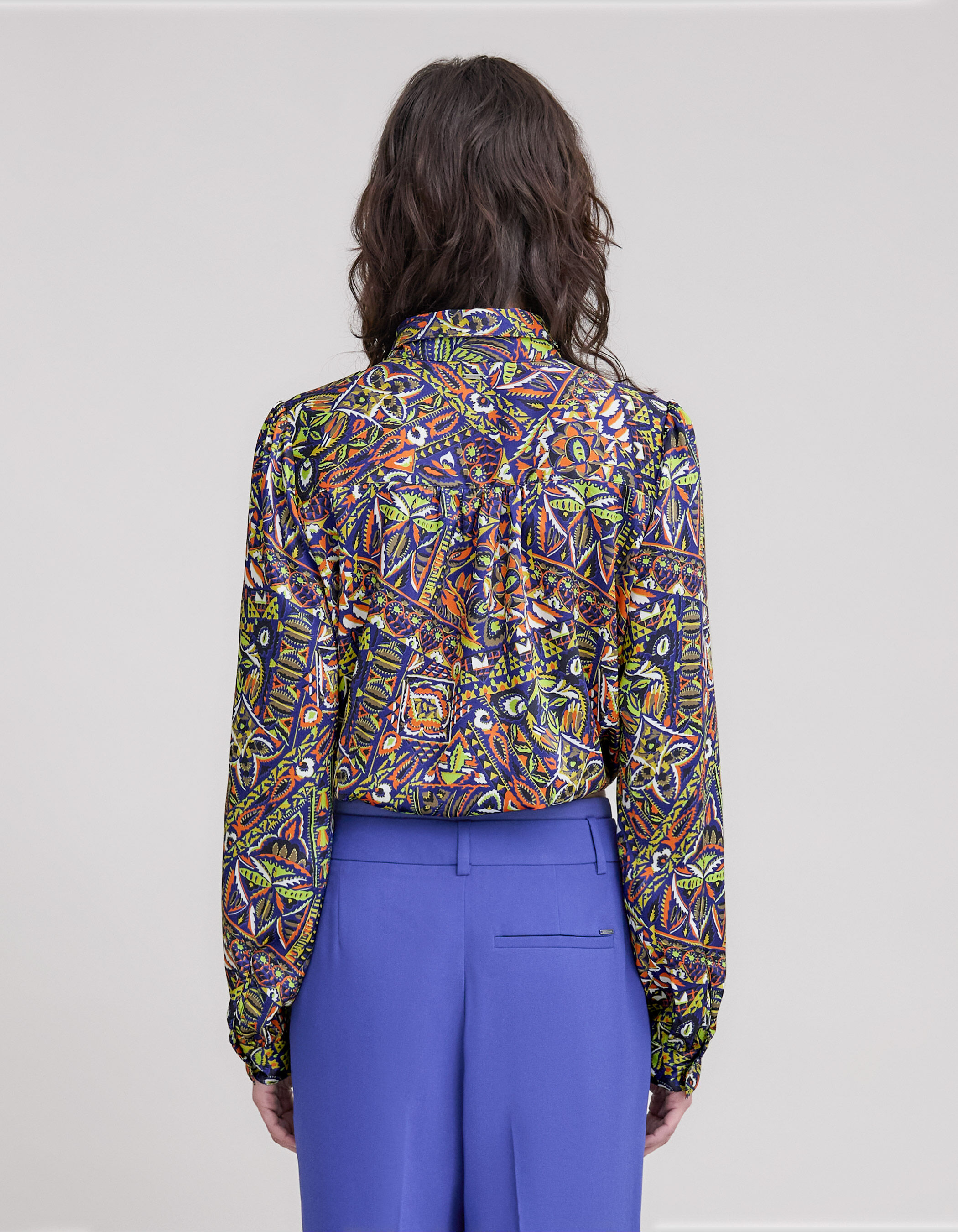 Chemise bleue polyester recycle graphique ethnique Femme IKKS