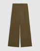 Pantalon de tailleur large kaki polyester recyclé Femme-6