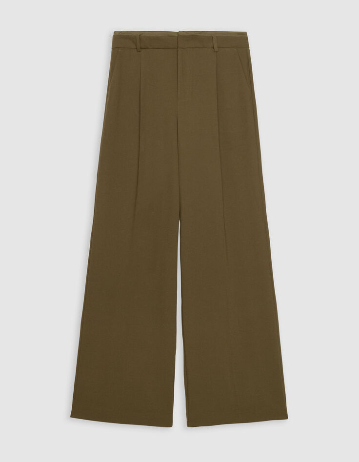 Pantalon de tailleur large kaki polyester recyclé Femme-6