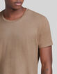Camiseta beige c&aacute;&ntilde;amo y algod&oacute;n flameado hombre-4