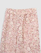 Pantalon rose imprimé cachemire floral fille-5