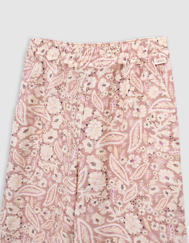 Pantalon rose imprimé cachemire floral fille-5