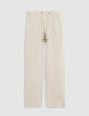 Men’s beige Lyocell® and linen joggers-5