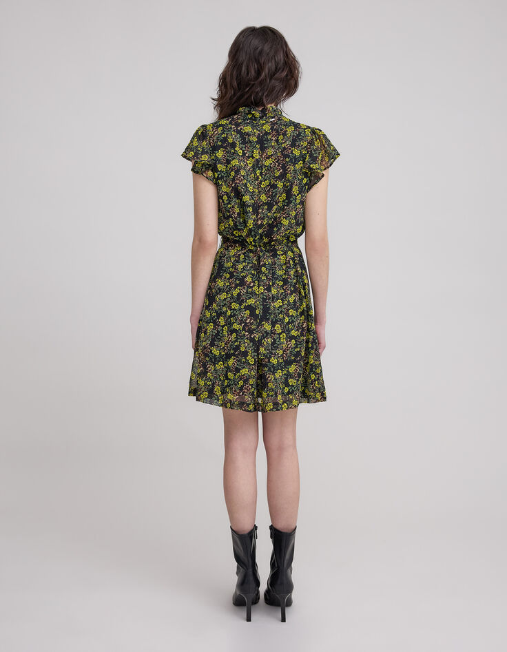 Vestido negro reciclado estampado leo floral Mujer-3