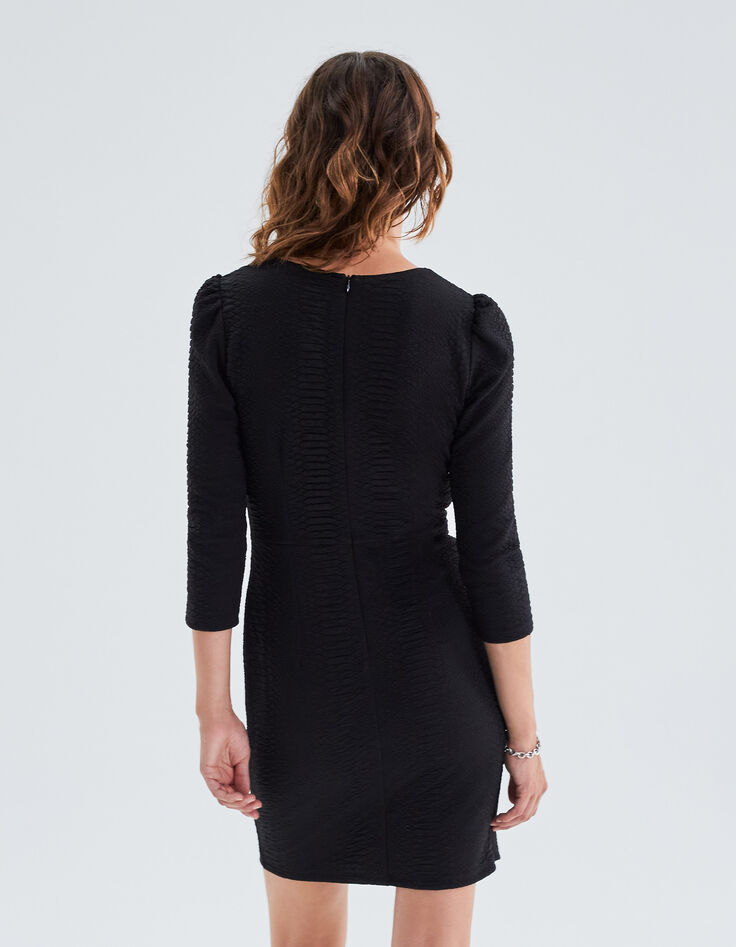 Robe noire jacquard motif python Femme-3