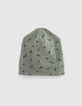 Baby’s khaki+rock print organic cotton reversible beanie-4