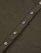 Pull col V kaki tricot 100% laine boutons strass dos Femme-9
