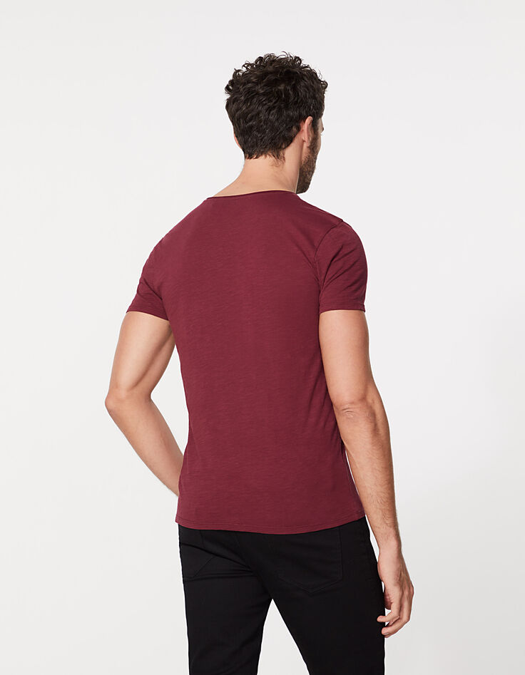 Men’s burgundy Essential V-neck T-shirt-3