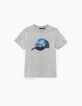 Boys' medium grey marl lenticular cap T-shirt -2