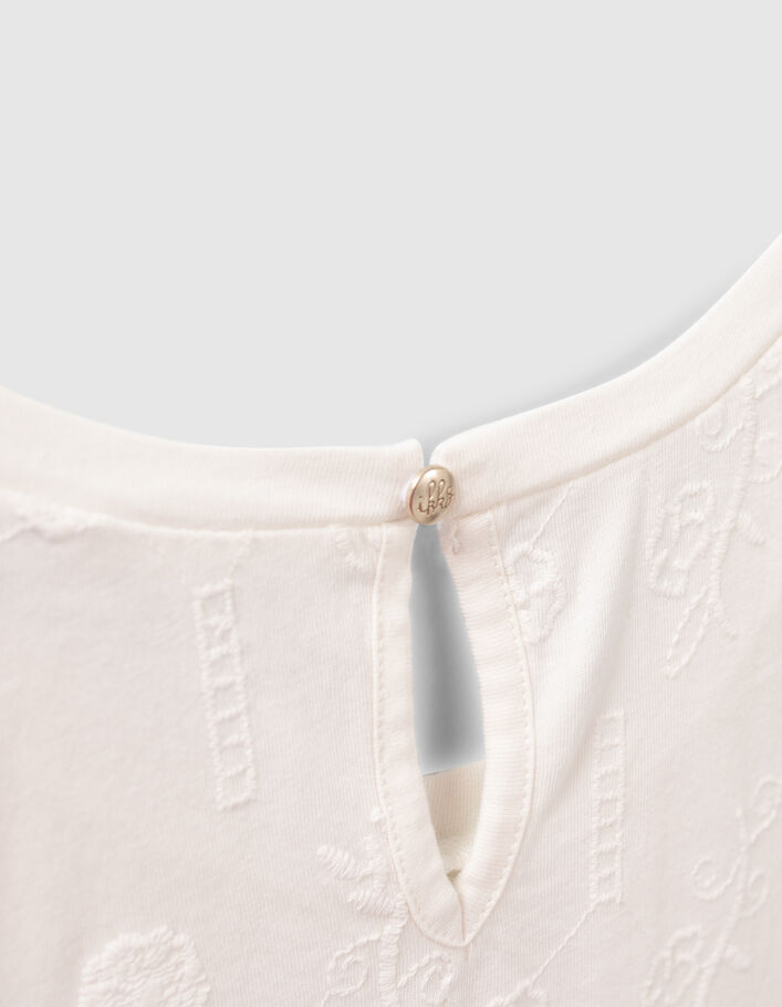 Wit T-shirt met borduursels en tekst meisjes - IKKS