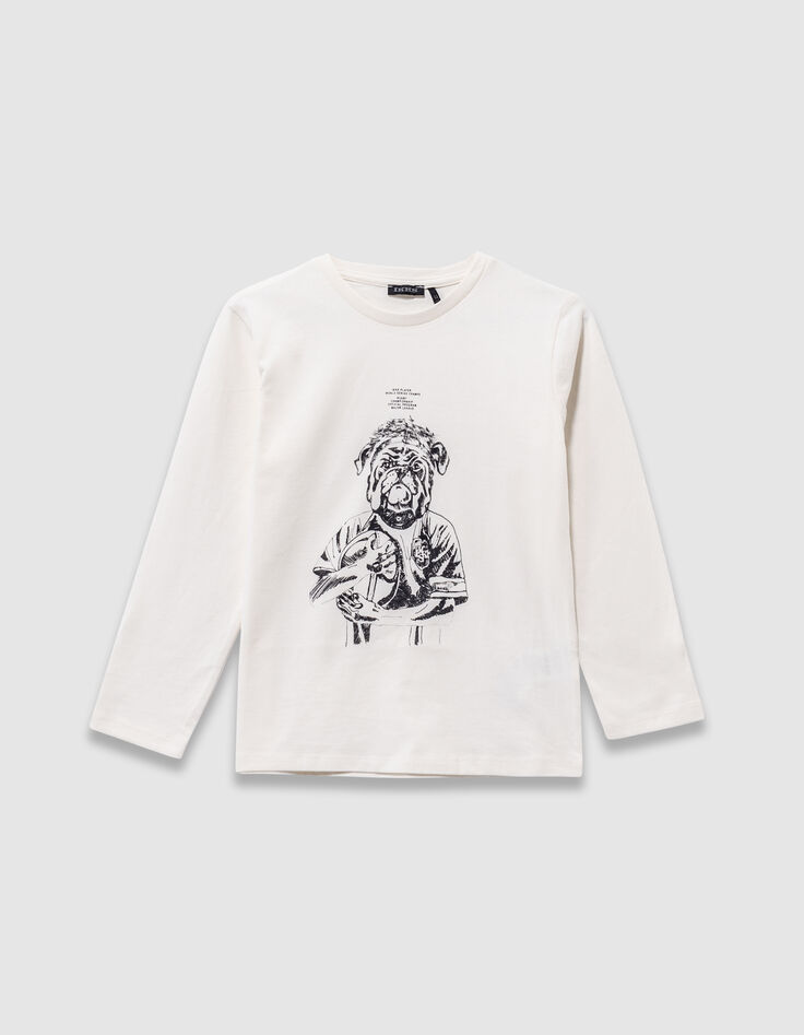 T-shirt blanc coton bio visuel chien garçon-3 T-shirt blanc coton bio visuel chien garçon-3