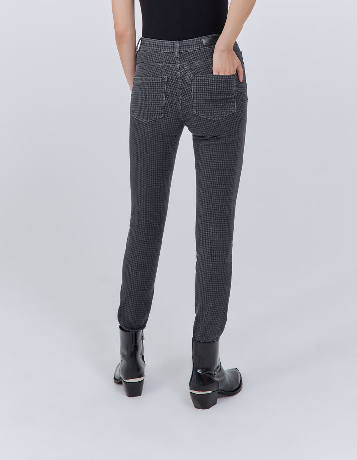 Women’s grey houndstooth motif slim jeans-2 Women’s grey houndstooth motif slim jeans-2
