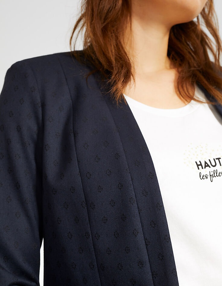 I.Code navy blue Jacquard suit jacket-2