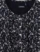 Girls’ black flower print ruffled dress-3