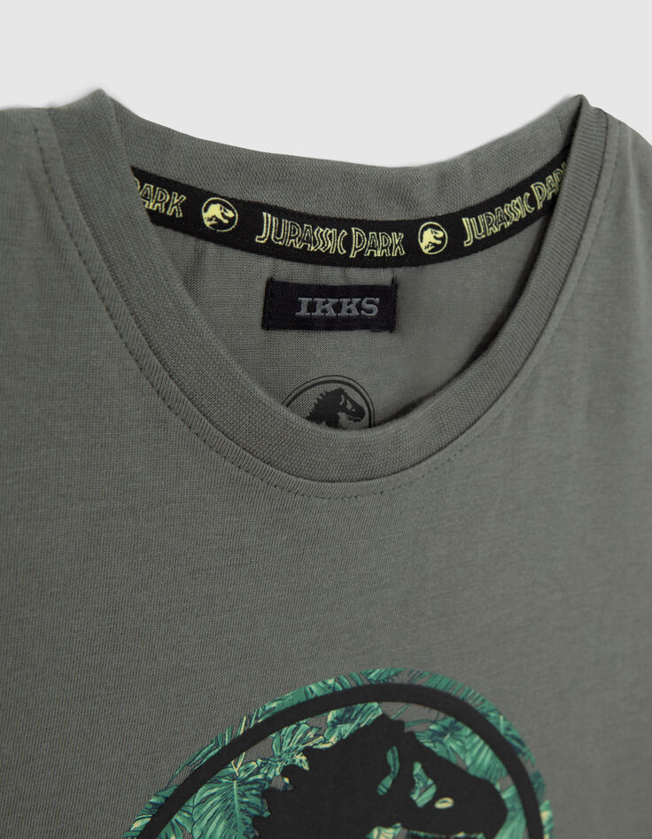 Kaki T-shirt rubber logo JURASSIC PARK jongens-5