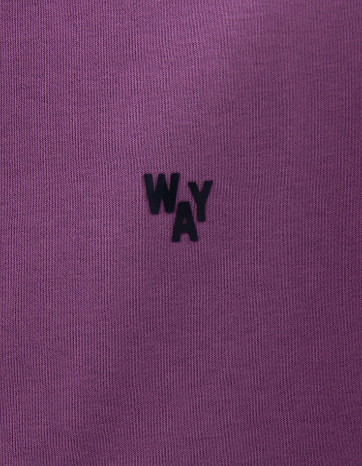 Cárdigan violeta maxi mensaje bordado detrás niño-5