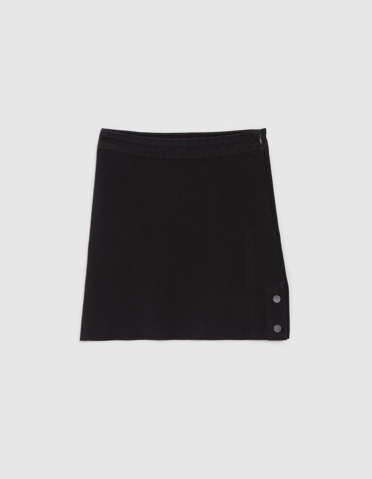 Falda corta trapecio negra punto-6