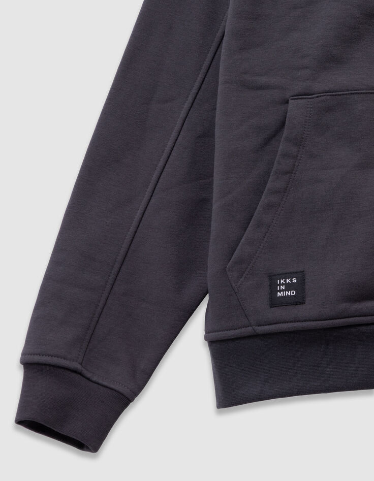 Cardigan à capuche gris zippé oversize garçon-4