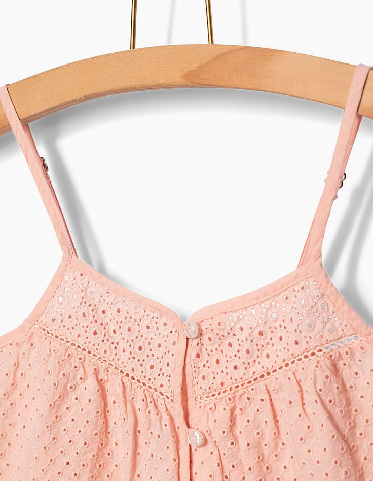 Girls’ pastel pink eyelet embroidery camisole-2